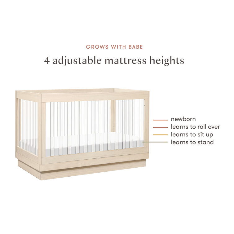 Washed Natural Pine and Acrylic 3-in-1 Convertible Crib