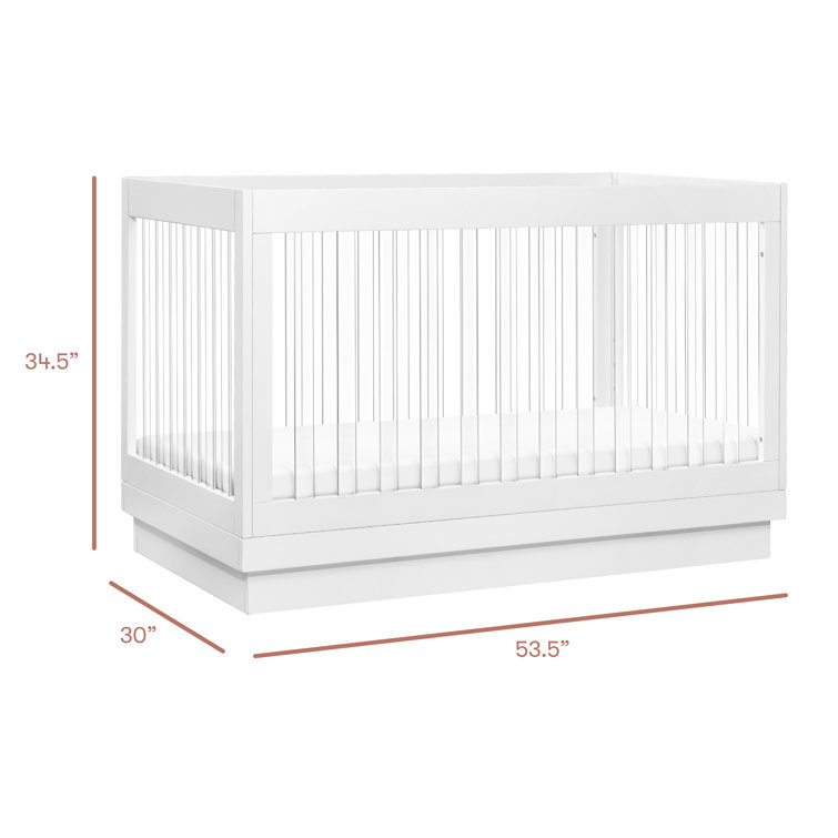 Harlow White Acrylic 3-in-1 Convertible Crib with Toddler Bed