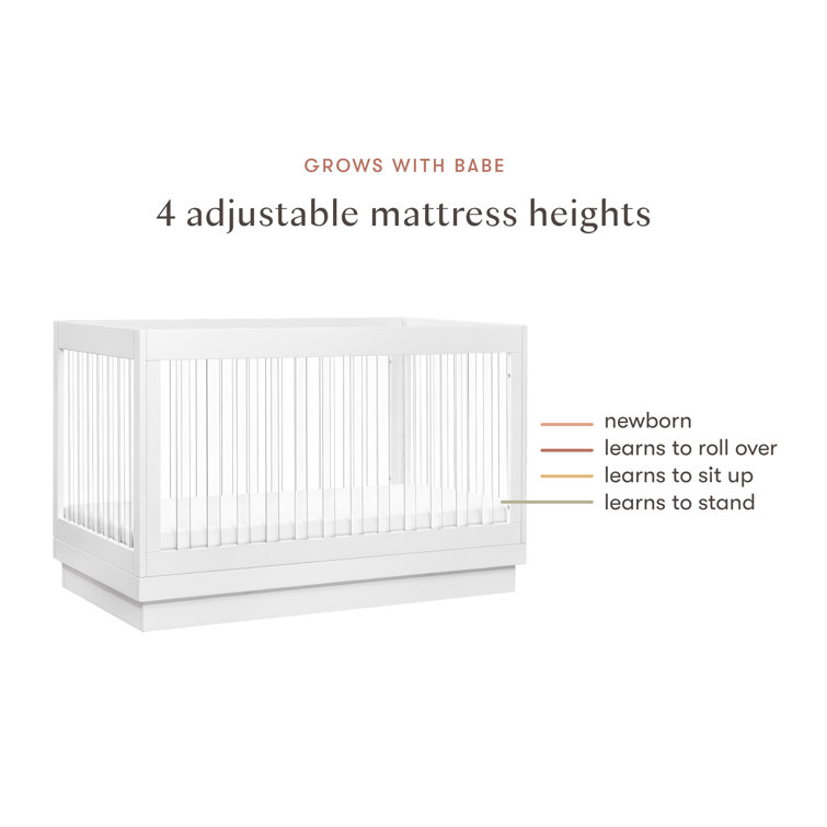 Harlow White Acrylic 3-in-1 Convertible Crib with Toddler Bed