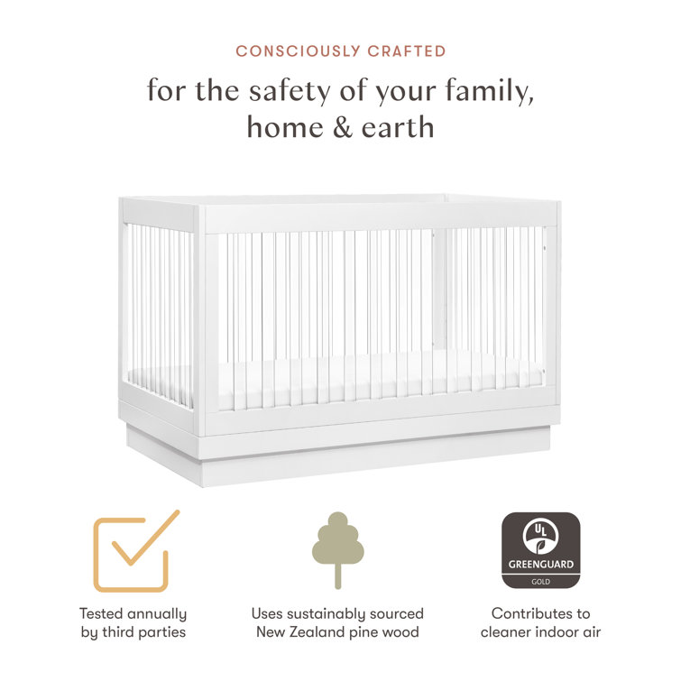 Harlow White Acrylic 3-in-1 Convertible Crib with Toddler Bed