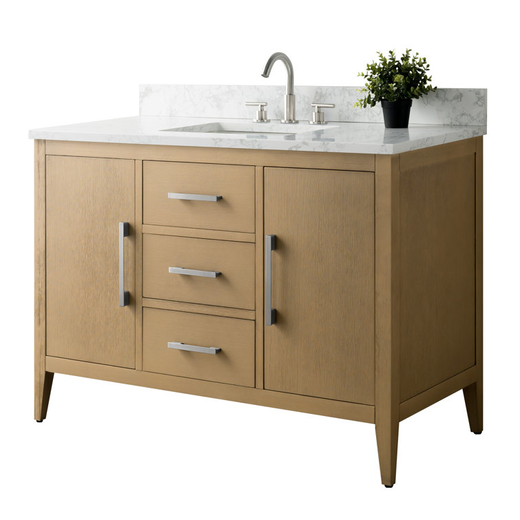 Natural Oak 48'' Single Bathroom Vanity with Marble Top