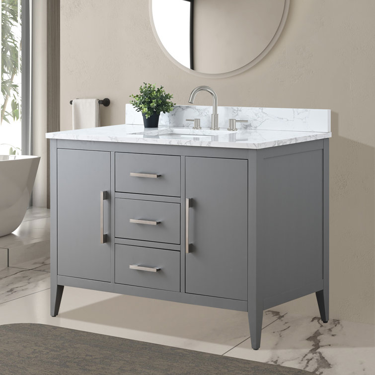 48" Cashmere Gray Single Bathroom Vanity with Engineered Marble Top
