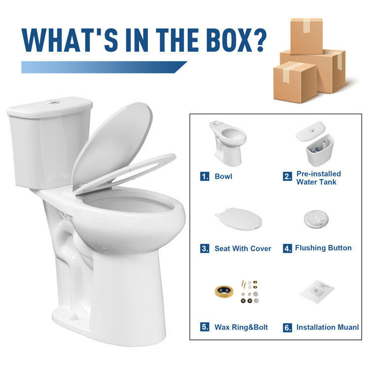 Glossy White Extra Tall 21" Dual Flush Elongated Two-Piece Toilet