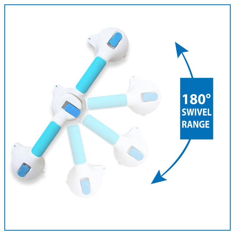20'' Teal Triple Suction Bathroom Grab Bar with Swiveling Action