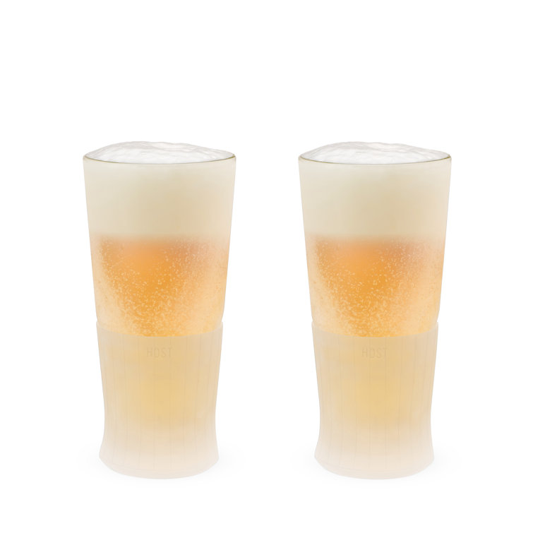 Clear Double-Walled Glass Beer Freezer Cups, Set of 2