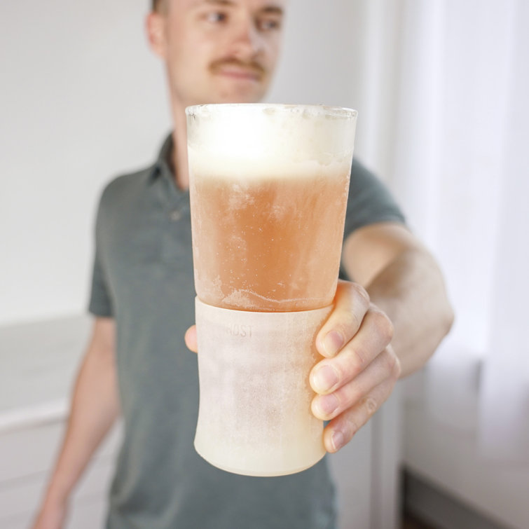 Clear Double-Walled Glass Beer Freezer Cups, Set of 2