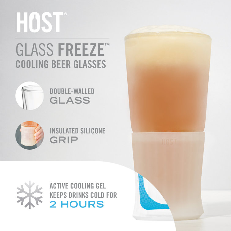 Clear Double-Walled Glass Beer Freezer Cups, Set of 2