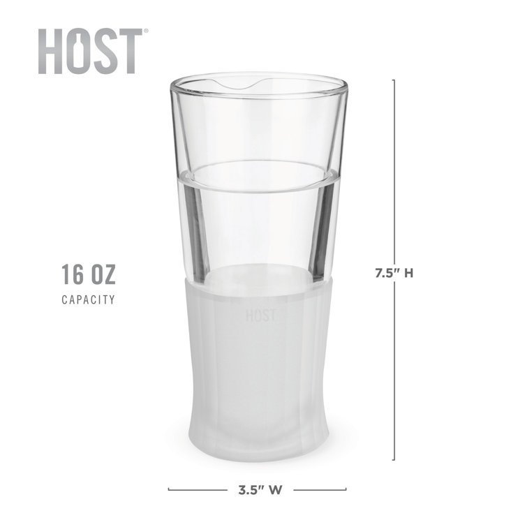 Clear Double-Walled Glass Beer Freezer Cups, Set of 2
