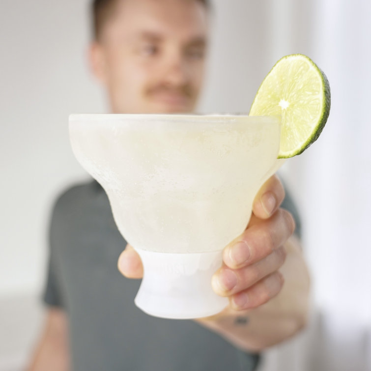Clear Glass Margarita Freeze Cooling Cups with Silicone Grip, Set of 2