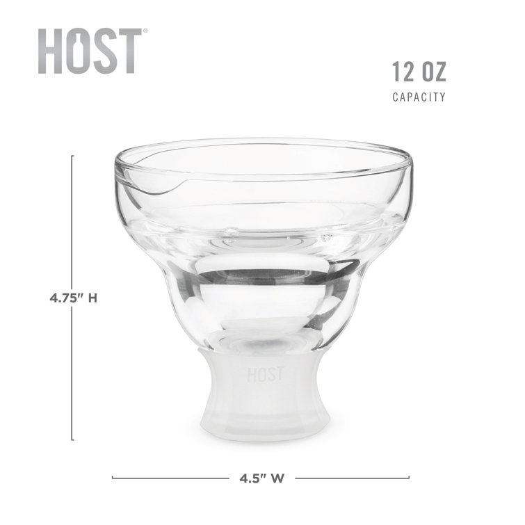 Clear Glass Margarita Freeze Cooling Cups with Silicone Grip, Set of 2