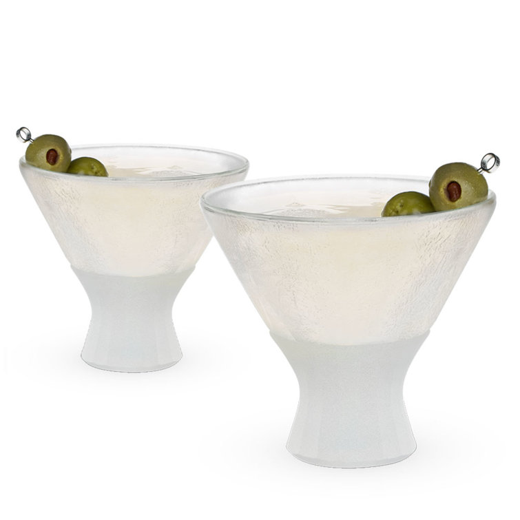 Glass Martini Freeze Cooling Cups with Silicone Grip, Set of 2