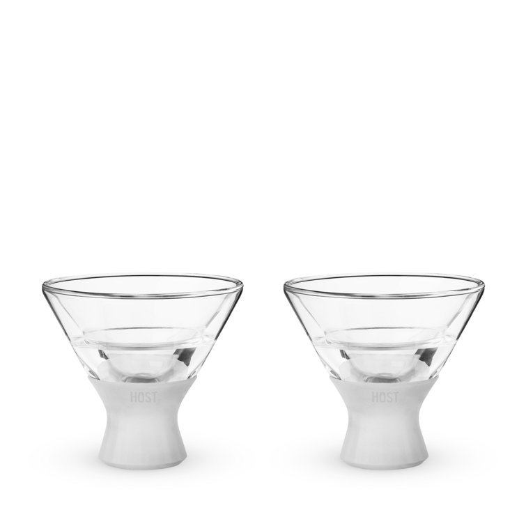 Glass Martini Freeze Cooling Cups with Silicone Grip, Set of 2