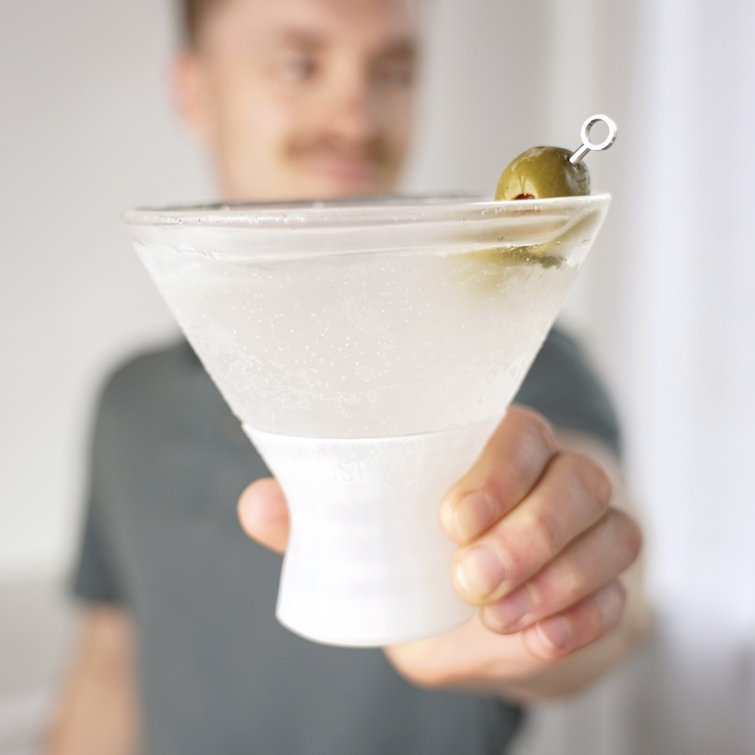 Glass Martini Freeze Cooling Cups with Silicone Grip, Set of 2