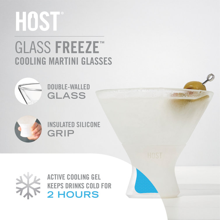 Glass Martini Freeze Cooling Cups with Silicone Grip, Set of 2