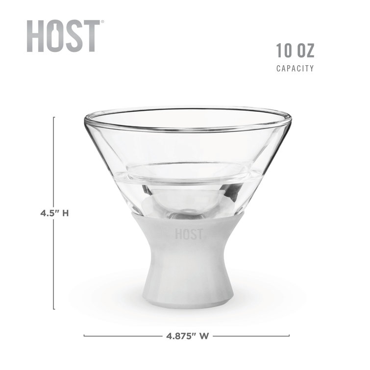 Glass Martini Freeze Cooling Cups with Silicone Grip, Set of 2