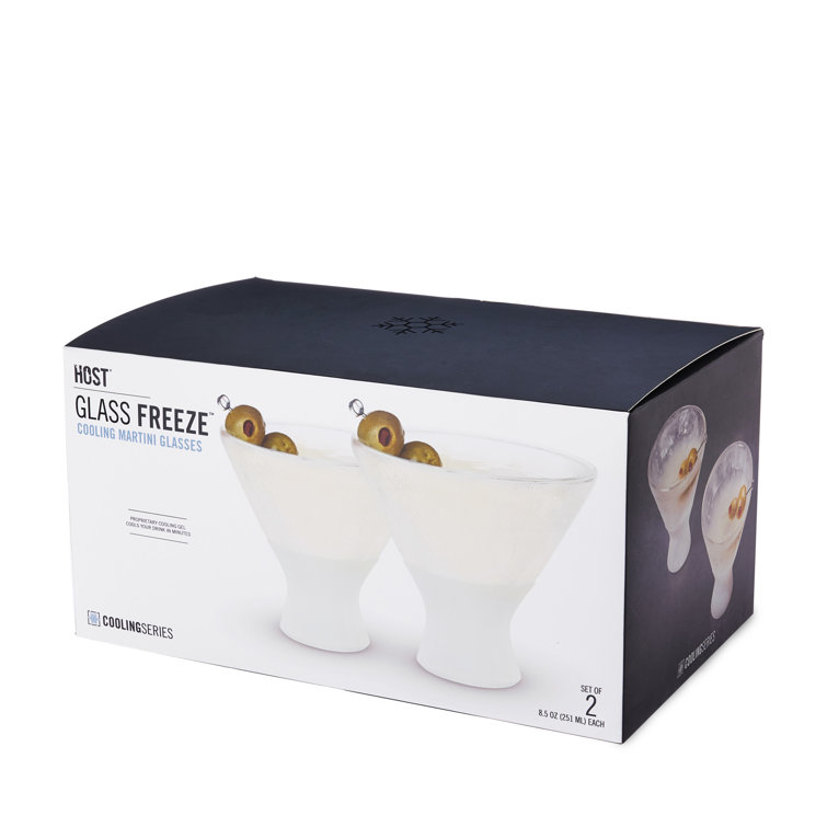 Glass Martini Freeze Cooling Cups with Silicone Grip, Set of 2