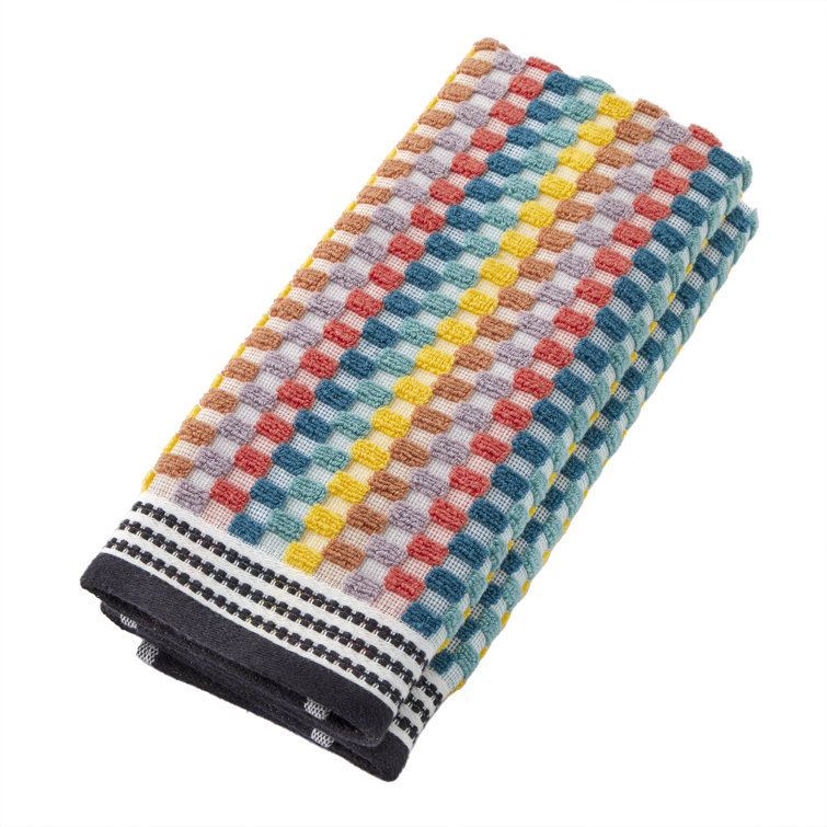 Multicolor Cotton Geometric Dobby Weave Hand Towel Set