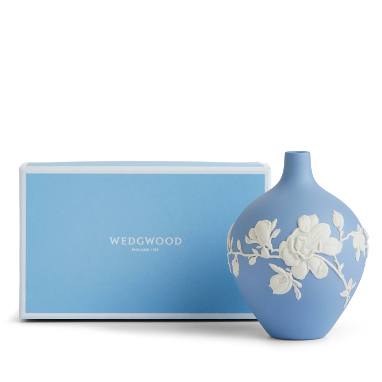 Blue and White Ceramic Magnolia Blossom Bud Vase