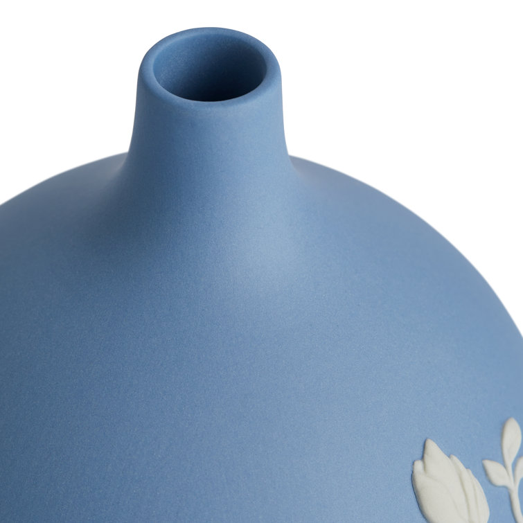 Blue and White Ceramic Magnolia Blossom Bud Vase