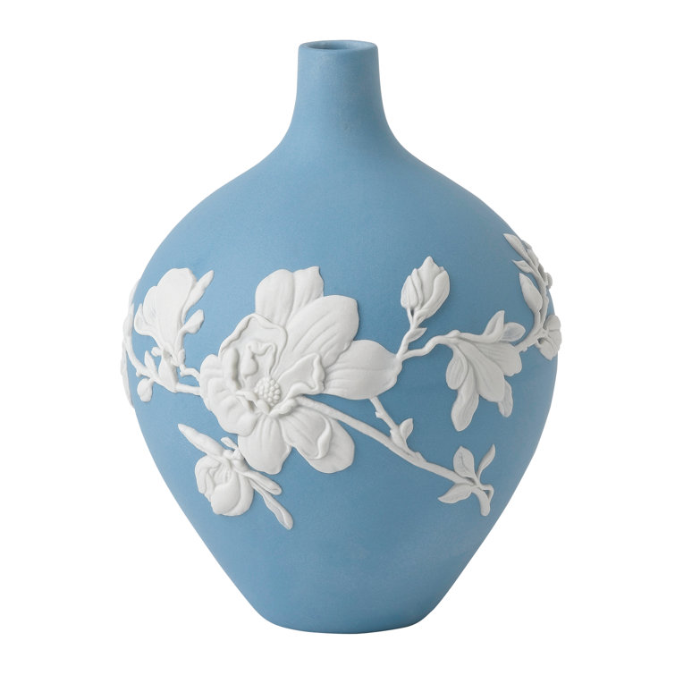 Blue and White Ceramic Magnolia Blossom Bud Vase