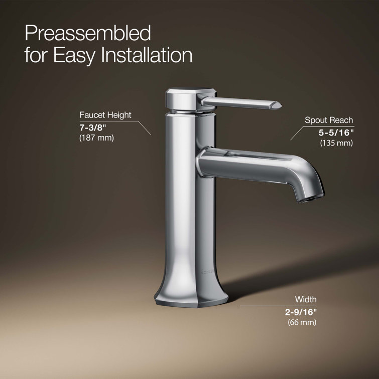 Polished Chrome Single-Handle Bathroom Sink Faucet with Drain Assembly