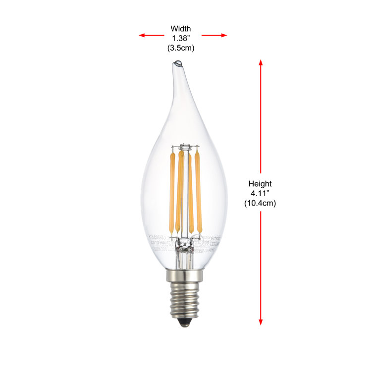 Clear Glass Dimmable LED Edison Candelabra Bulbs, Set of 10