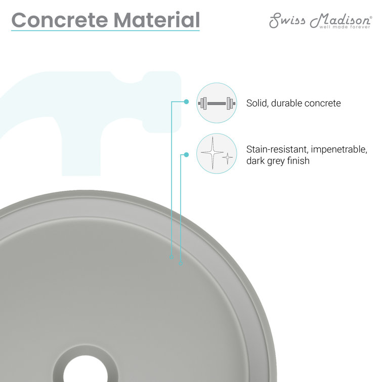 Lisse 14.5" Round Dark Gray Concrete Vessel Sink