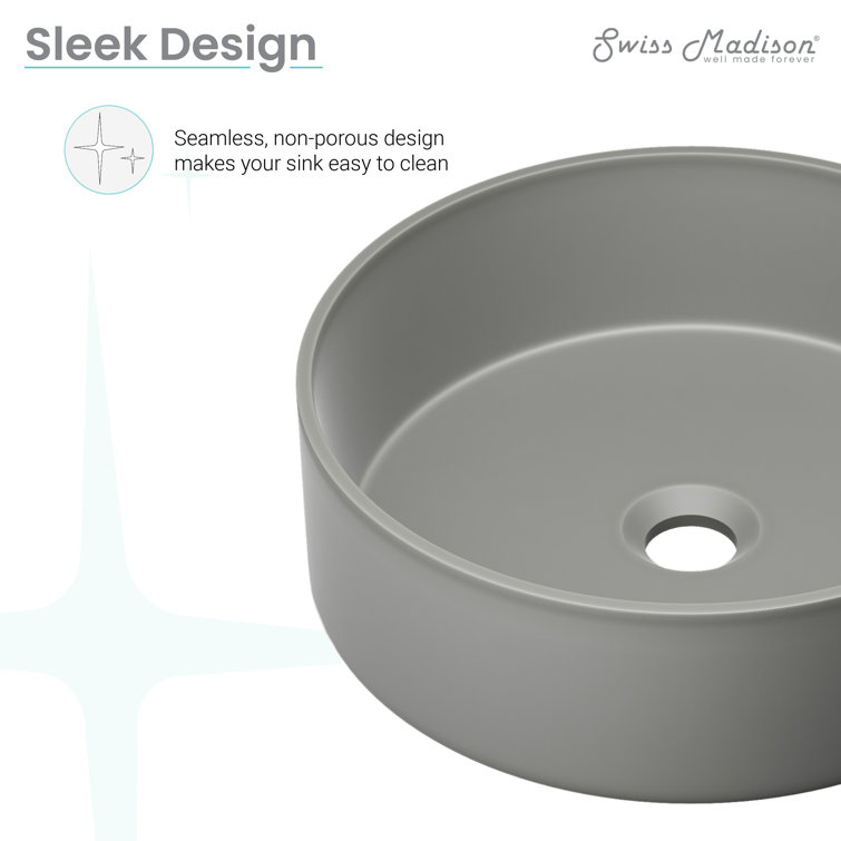 Lisse 14.5" Round Dark Gray Concrete Vessel Sink