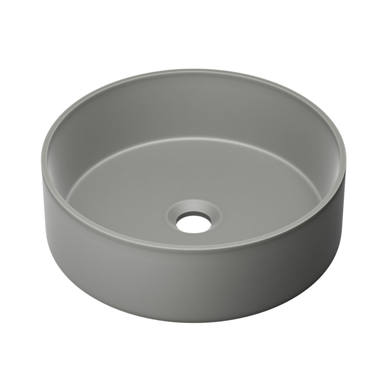 Lisse 14.5" Round Dark Gray Concrete Vessel Sink