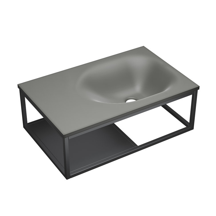 Lisse Dark Grey Ceramic Wall-Mount Vessel Sink