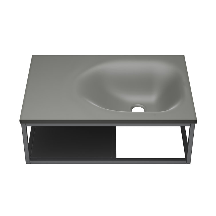 Lisse Dark Grey Ceramic Wall-Mount Vessel Sink
