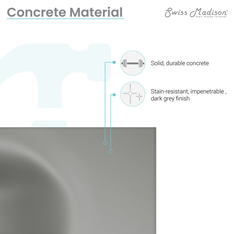 Lisse Dark Grey Ceramic Wall-Mount Vessel Sink
