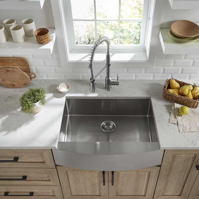Suffolk 33-Inch Stainless Steel Farmhouse Sink with Drainboard