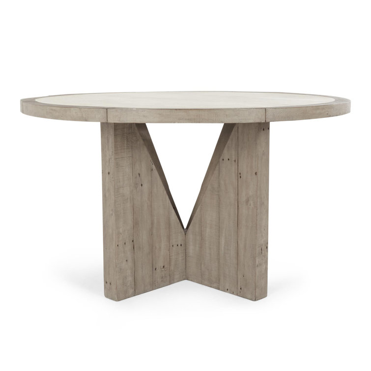 Vincent 55" Concrete Gray Reclaimed Pine Round Dining Table