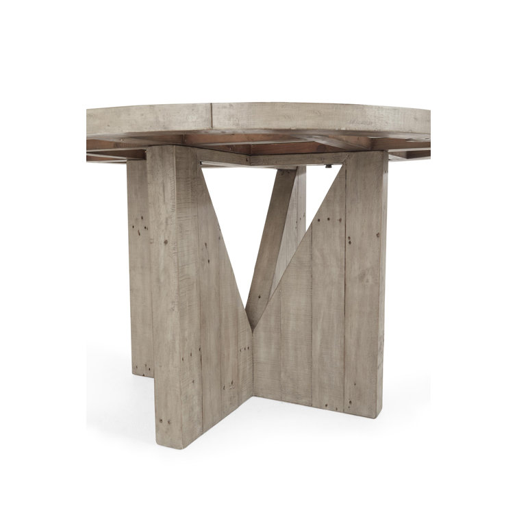 Vincent 55" Concrete Gray Reclaimed Pine Round Dining Table