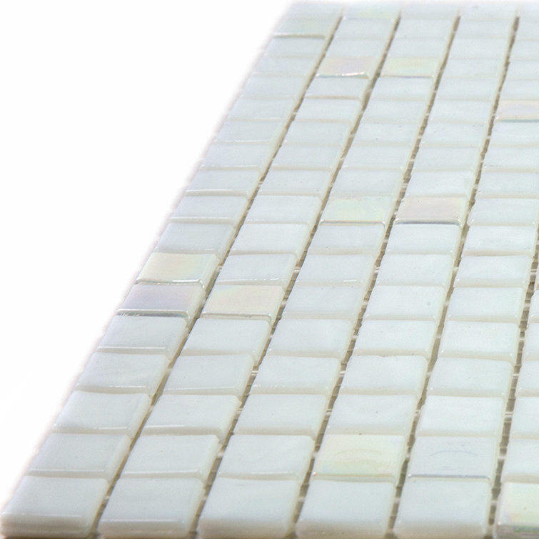 Pearl White Glossy Glass Mosaic Tile for Walls and Floors