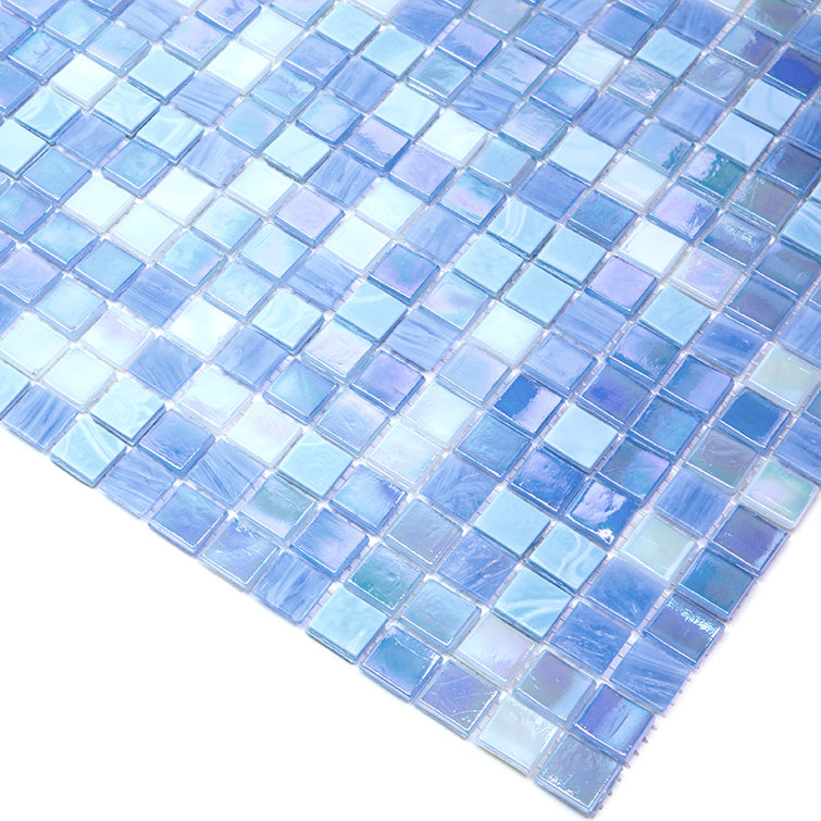 Sky Blue Iridescent Glass Mosaic Wall and Floor Tile