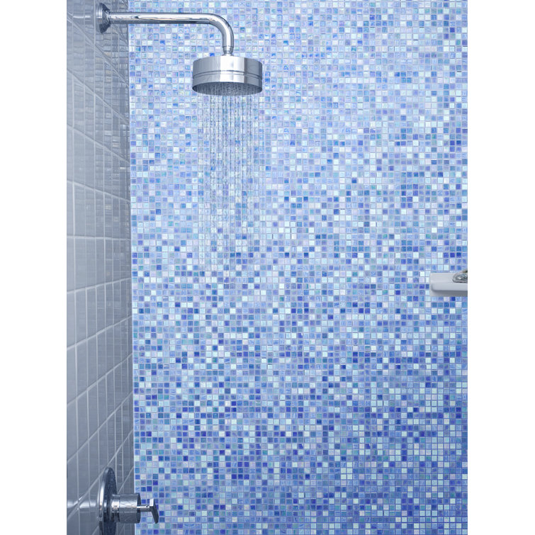 Sky Blue Iridescent Glass Mosaic Wall and Floor Tile
