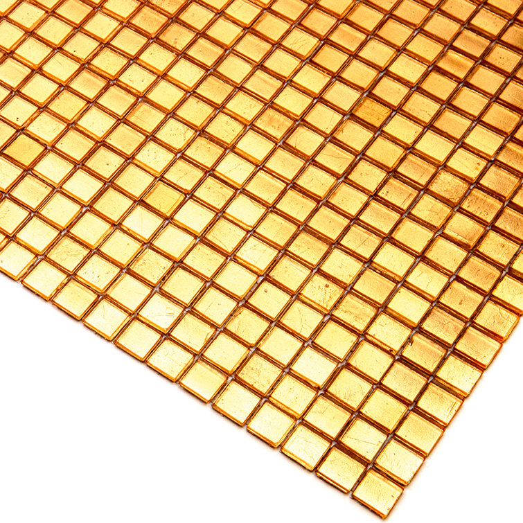 Gold Yellow Iridescent Glass Mosaic Wall and Floor Tile