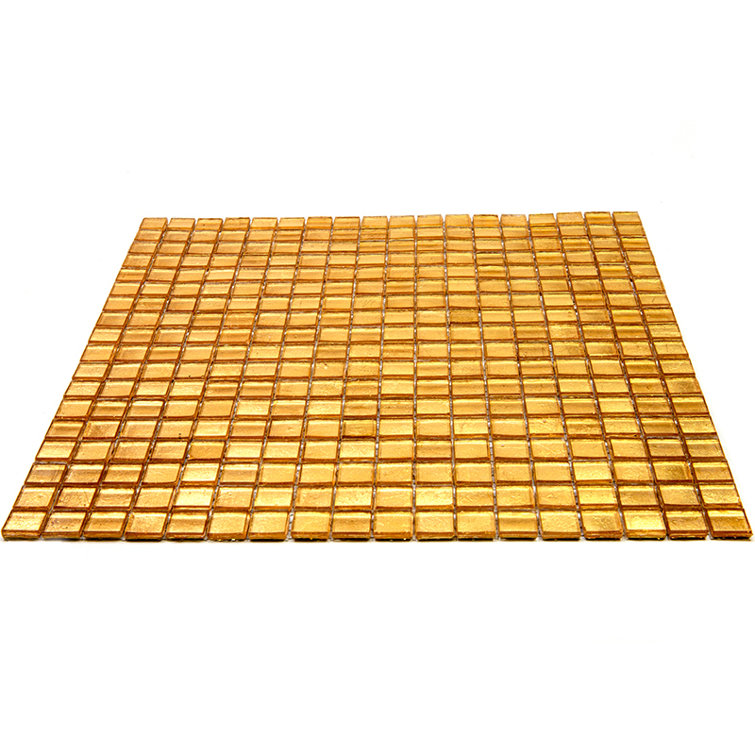 Gold Yellow Iridescent Glass Mosaic Wall and Floor Tile