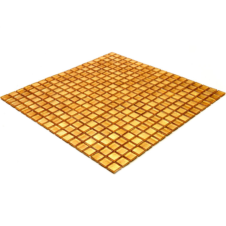 Gold Yellow Iridescent Glass Mosaic Wall and Floor Tile