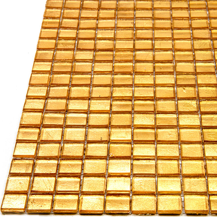 Gold Yellow Iridescent Glass Mosaic Wall and Floor Tile