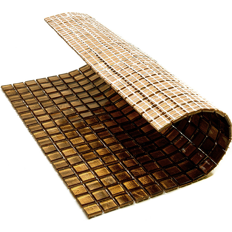 Goldenrod Brown Glossy Glass Mosaic Wall and Floor Tile