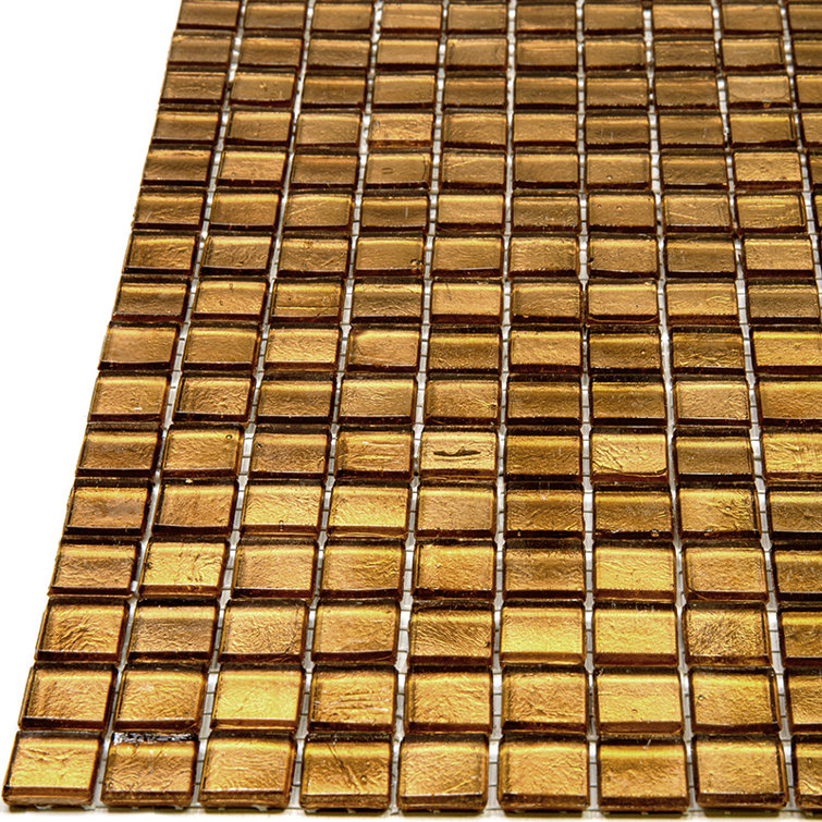 Goldenrod Brown Glossy Glass Mosaic Wall and Floor Tile