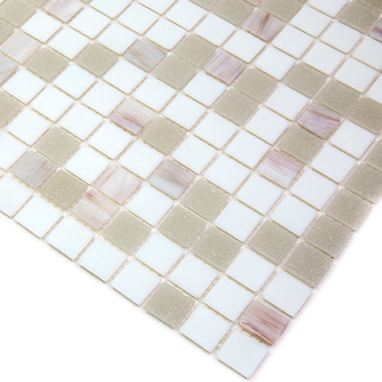 12" x 12" White and Gray Glass Mosaic Tile