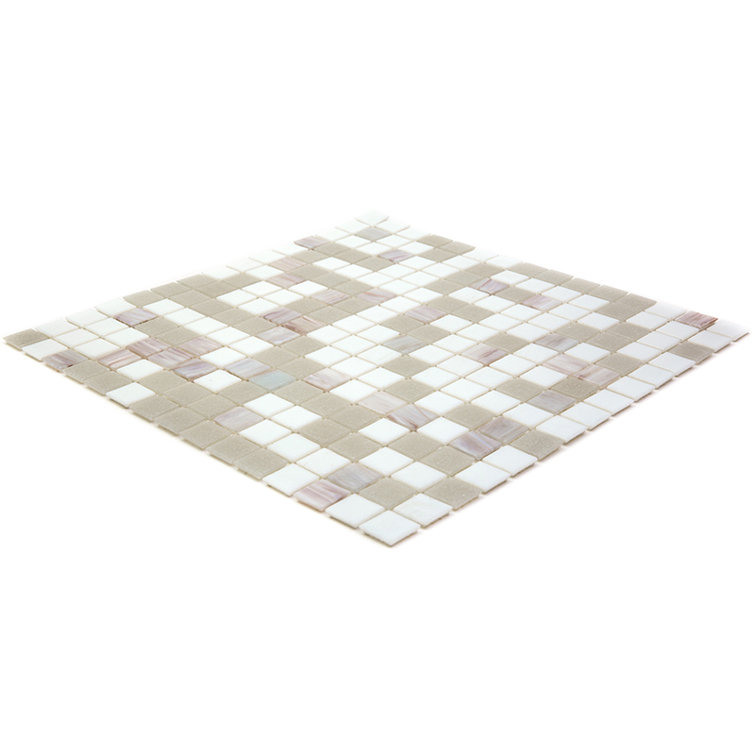 12" x 12" White and Gray Glass Mosaic Tile
