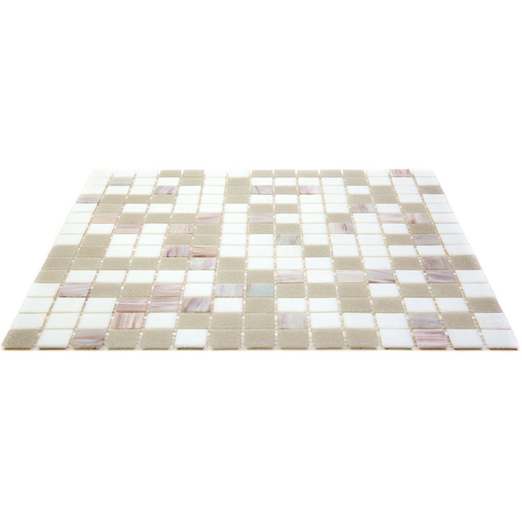 12" x 12" White and Gray Glass Mosaic Tile