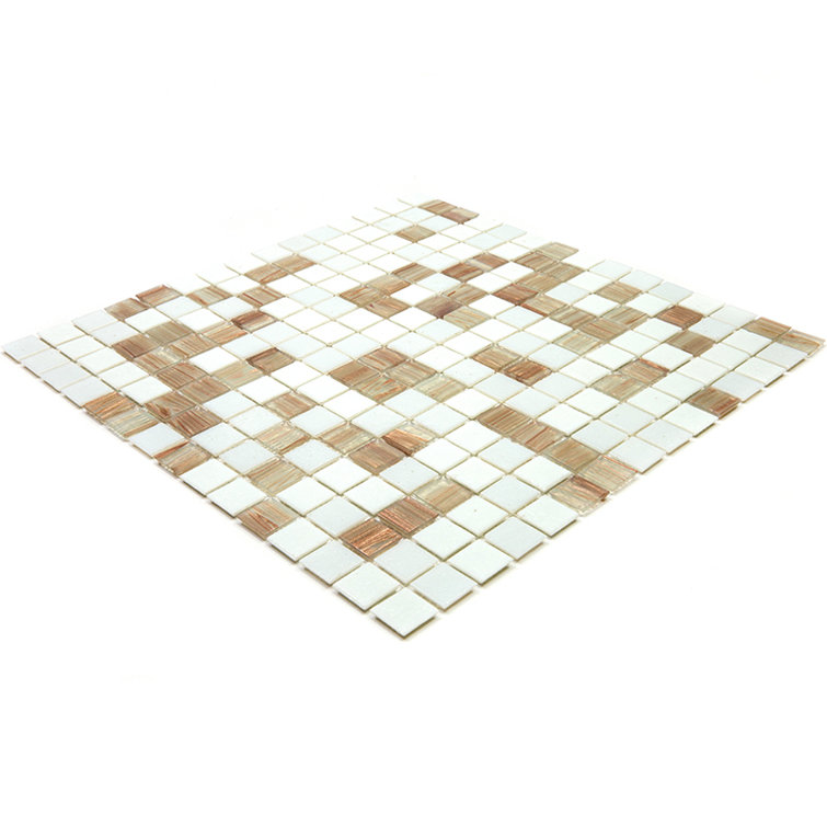 Apollo 12" x 12" Glossy White and Beige Glass Mosaic Tile