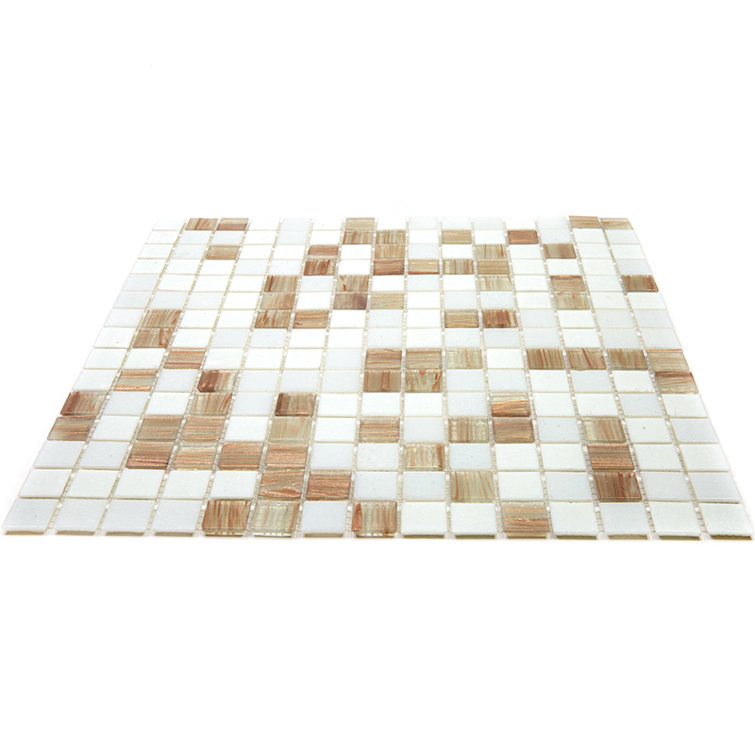 Apollo 12" x 12" Glossy White and Beige Glass Mosaic Tile