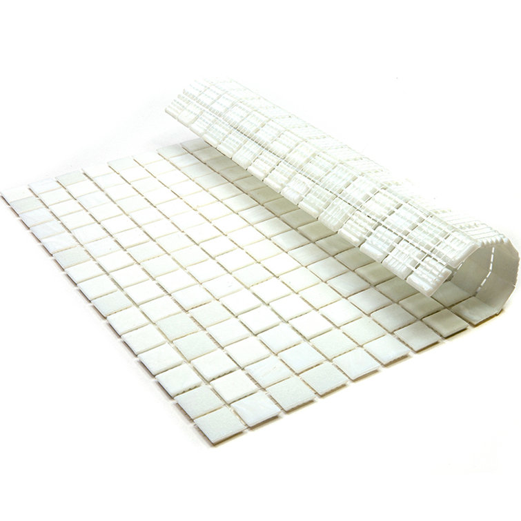 Pearl White 12" x 12" Iridescent Glass Mosaic Tile